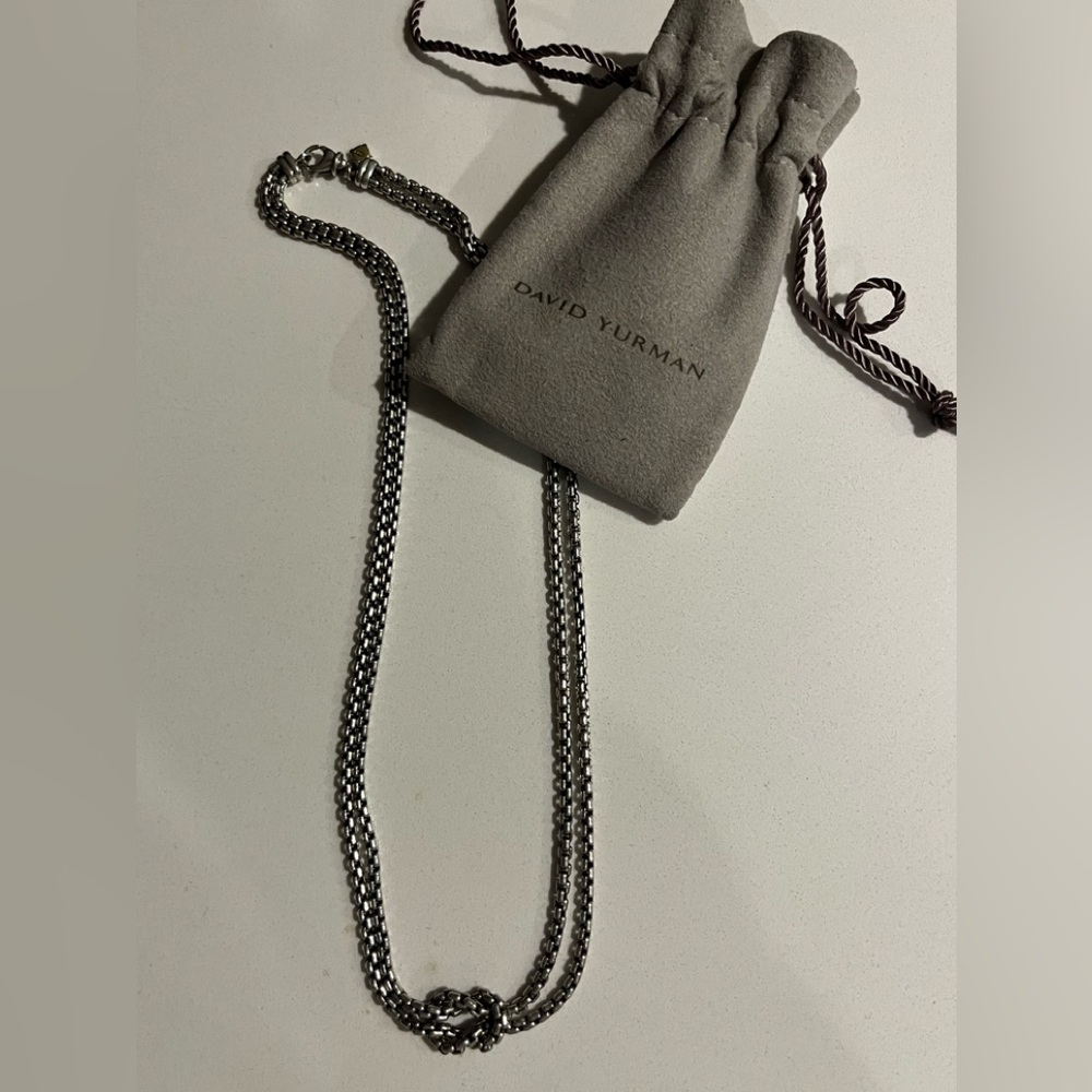 David Yurman Double Box Chain Knotted Necklace